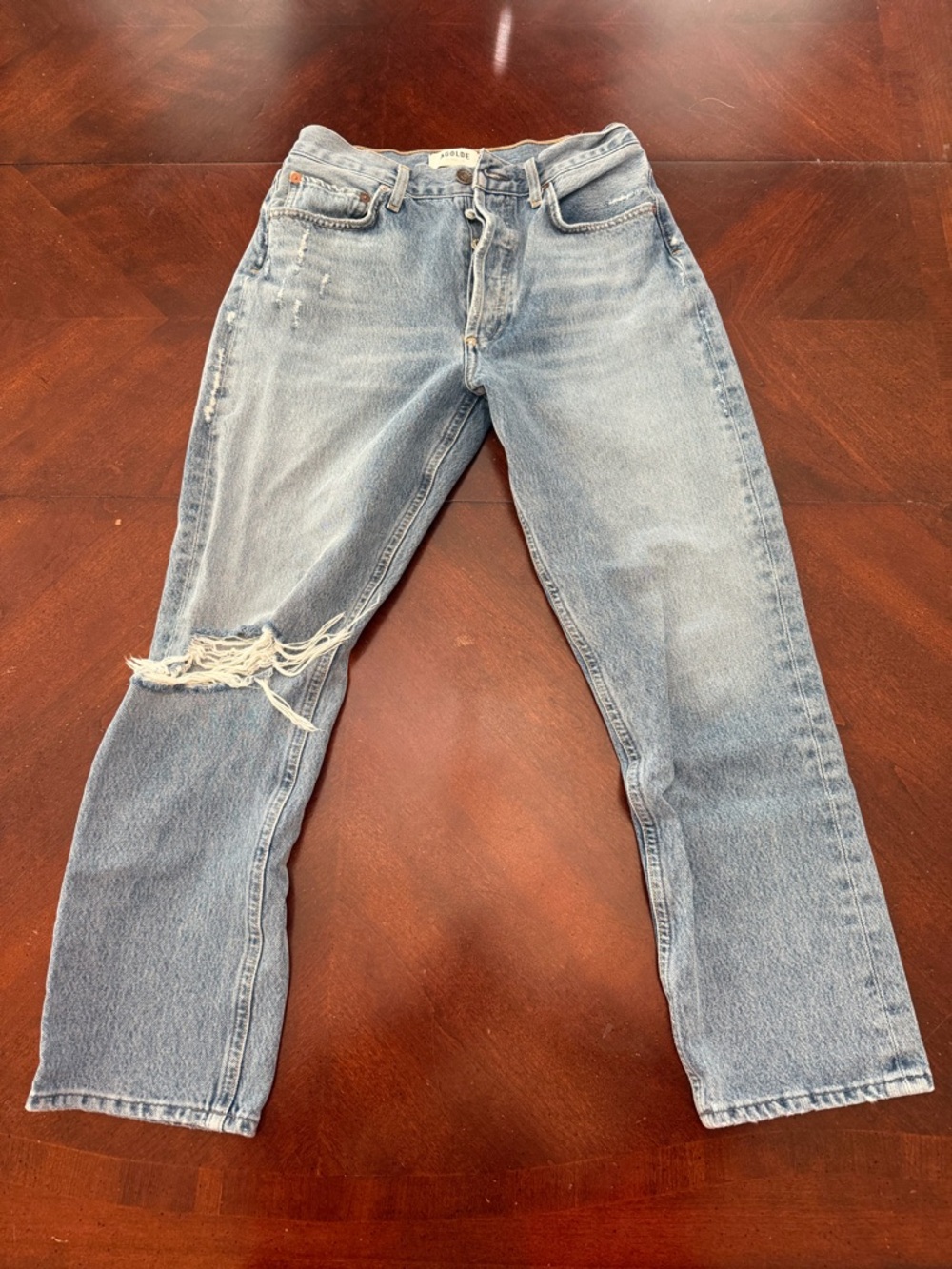 Agolde Light Blue Distressed Ankle Jeans